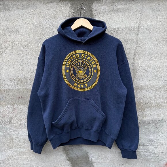 90's USN Vintage Navy Crest Hoodie - Picture 1 of 5